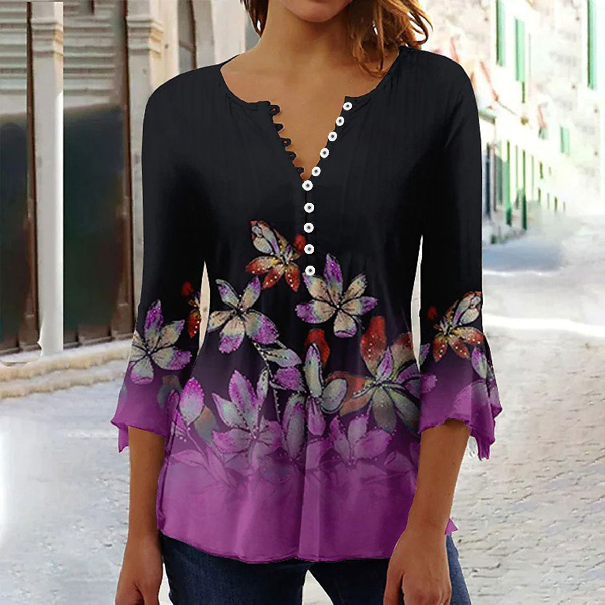 Button-Down Pattern Tee