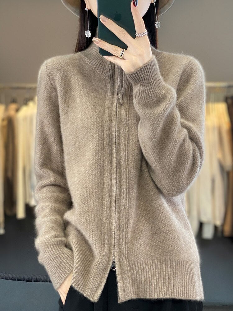 Merino Wool Knitted Zip Up
