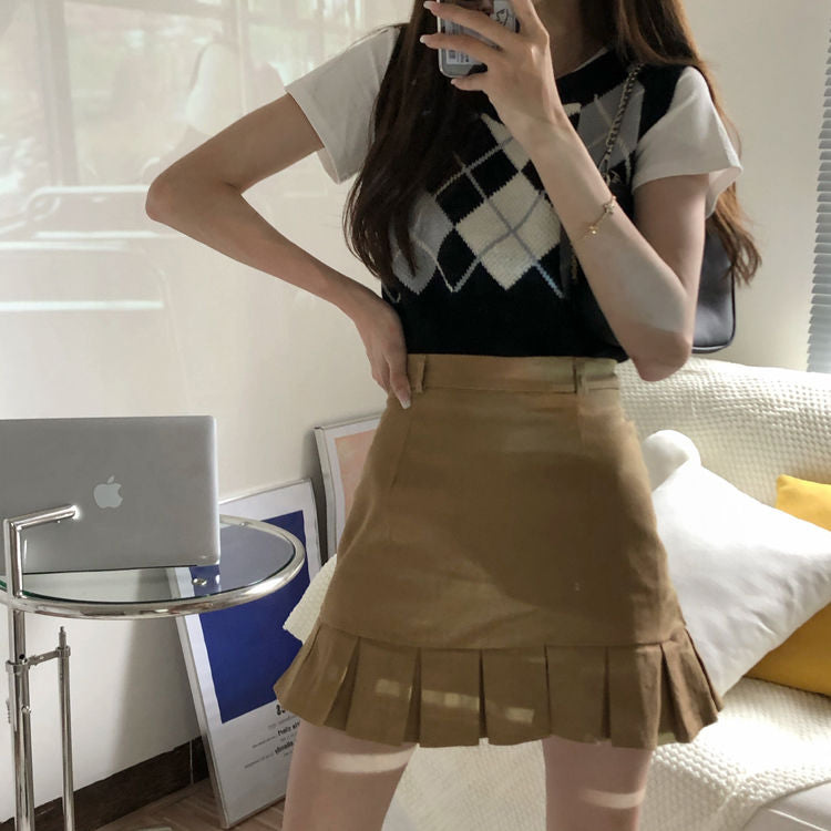 Pleated Mini Preppy Skirt