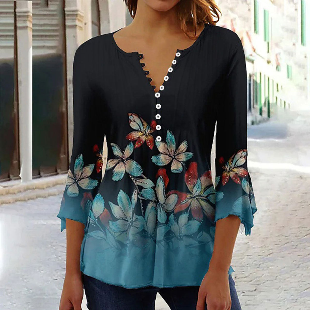 Button-Down Pattern Tee