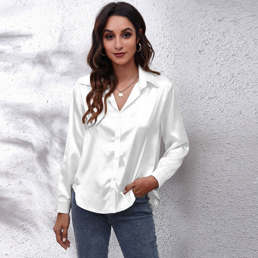 Satin Tie-Front Shirt