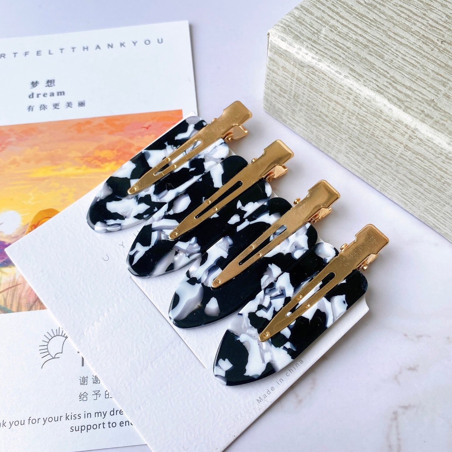 4 Pcs Simple Leopard Hair Clip