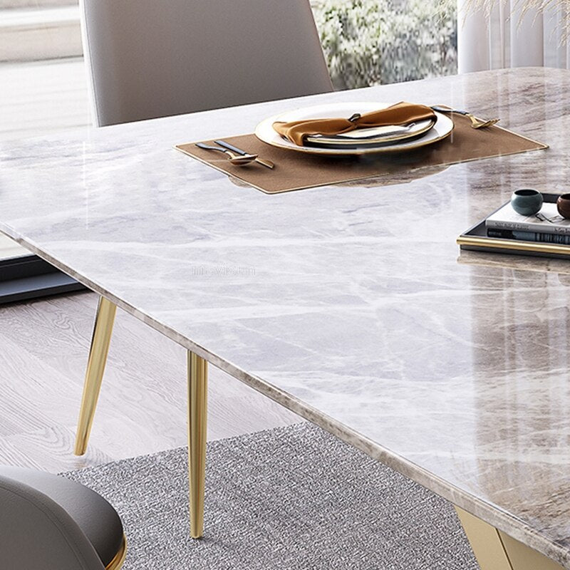 Nordic Glossy Marble Dining Table For 6