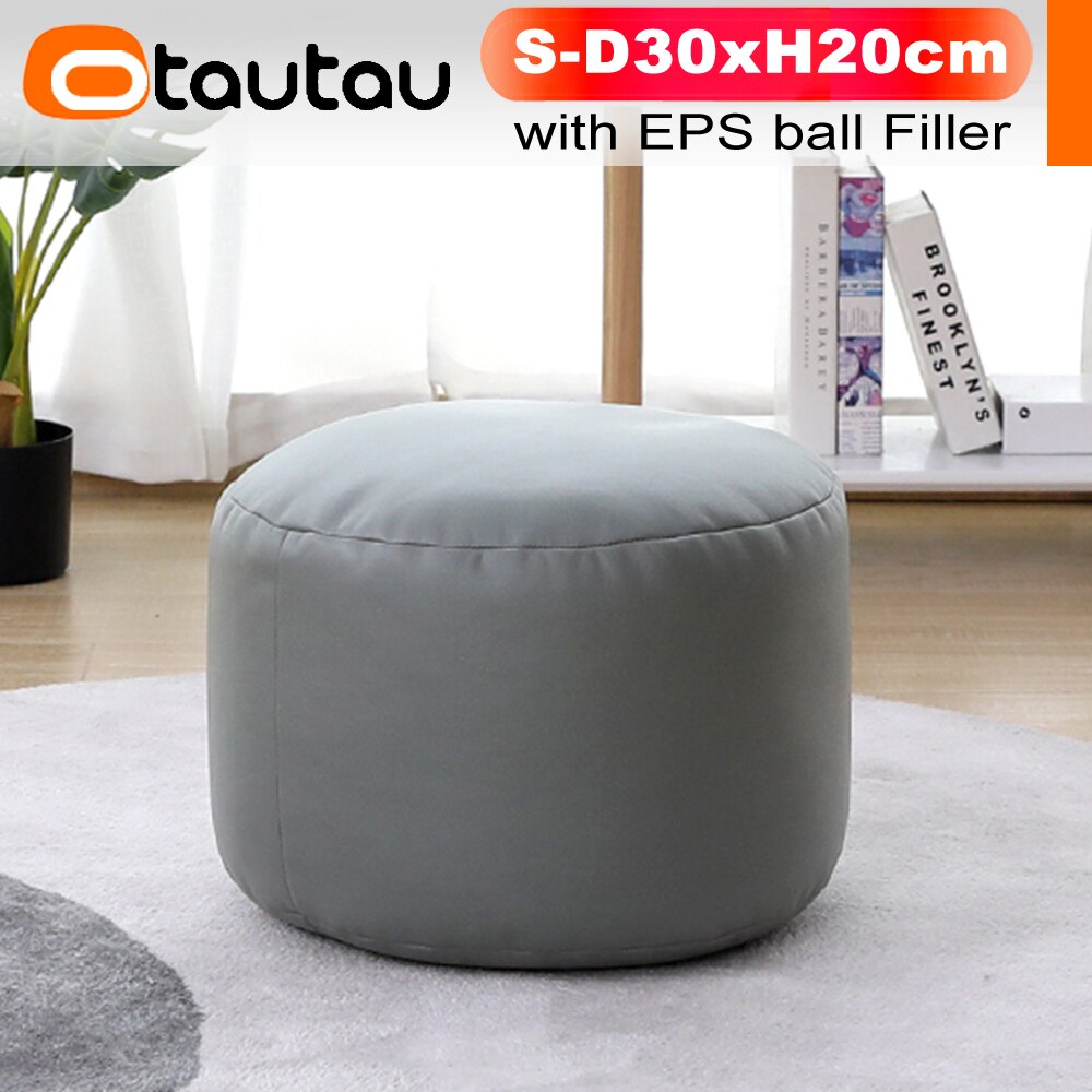 OTAUTAU Round Leather Ottoman