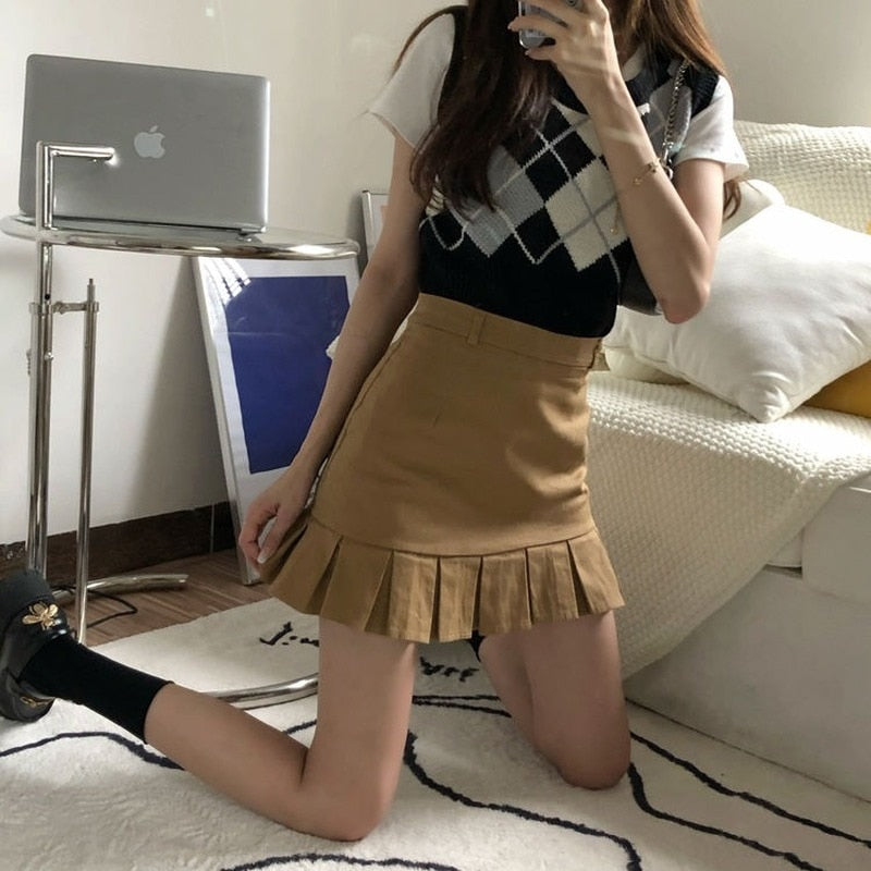 Pleated Mini Preppy Skirt