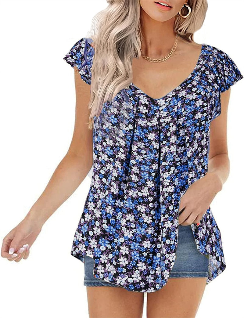 Backless Floral Print Shirt