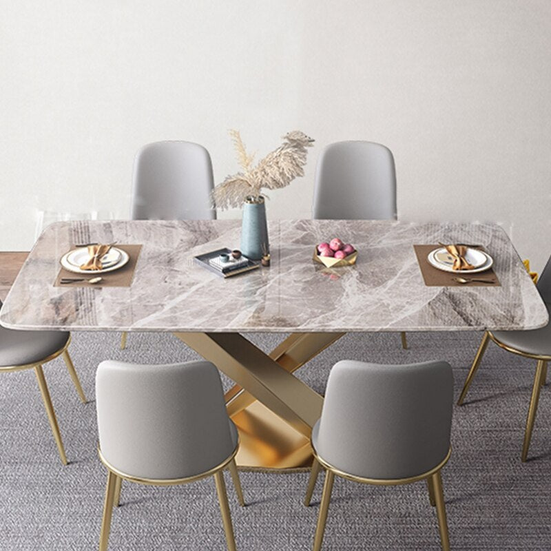 Nordic Glossy Marble Dining Table For 6