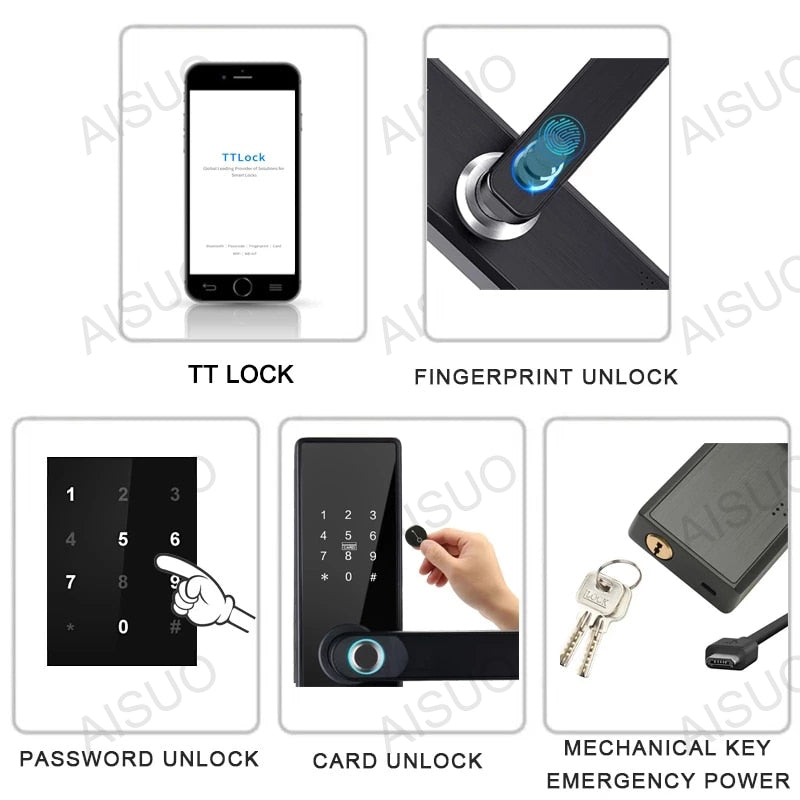 AISUO Bluetooth Fingerprint Smart Door Lock