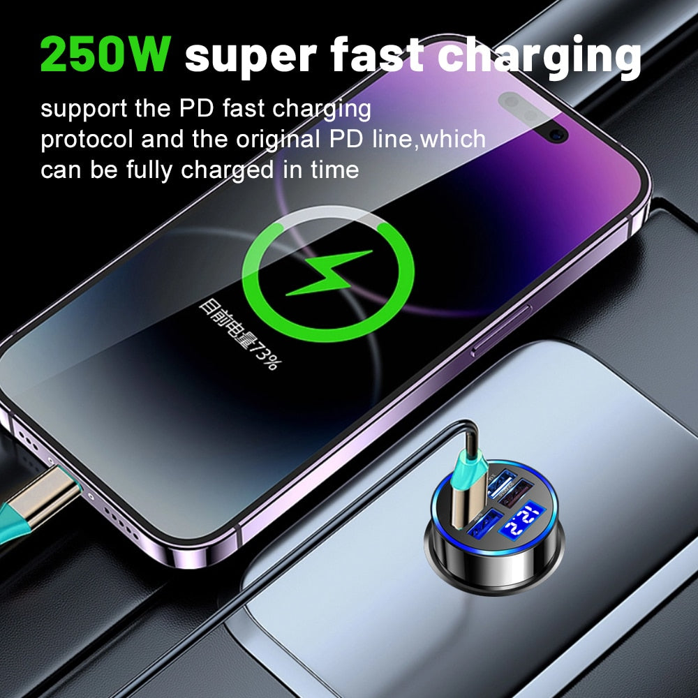 250W 5 Port LED Car Charger