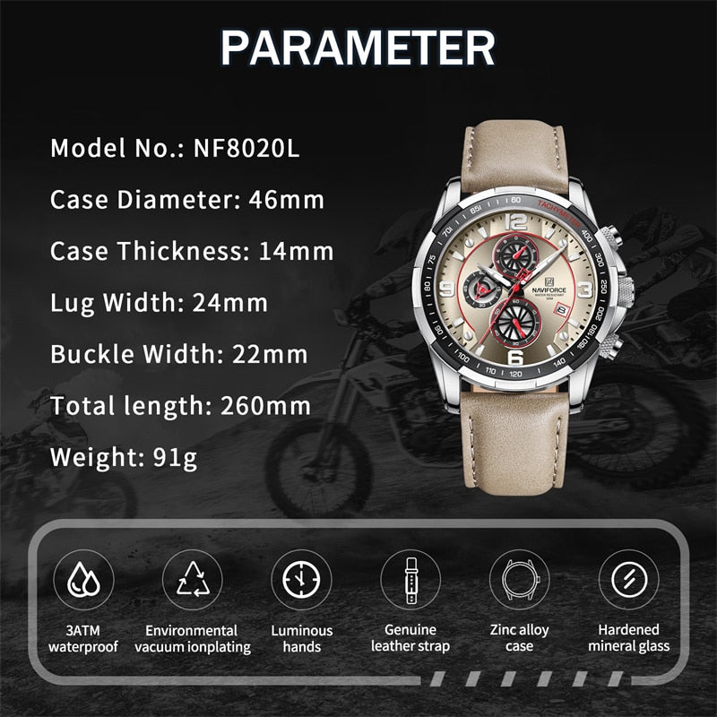 NAVIFORCE Waterproof Leather Watch