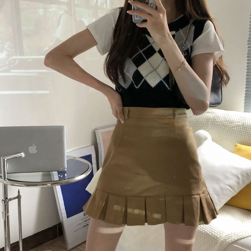 Pleated Mini Preppy Skirt