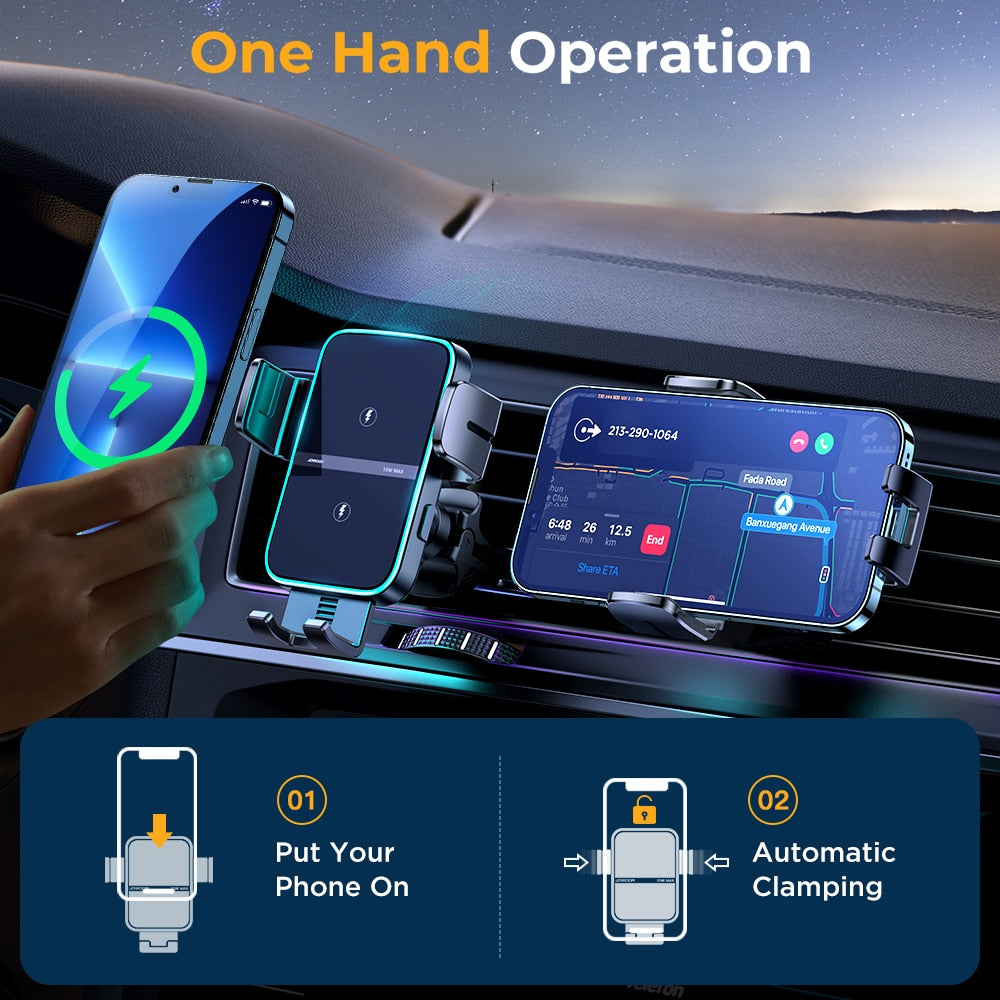 Joyroom 15W Dual Coil Car Phone Holder/Charger