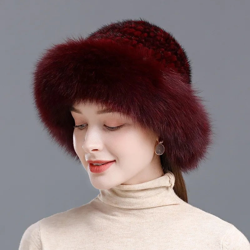 Knitted Mink Fur Hat