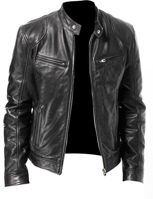 Faux Leather Aviator Jacket