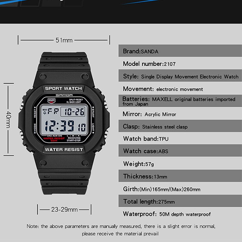 SANDA Military Digital Watch