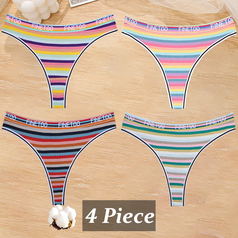 4 PieceCotton Stripe Panties
