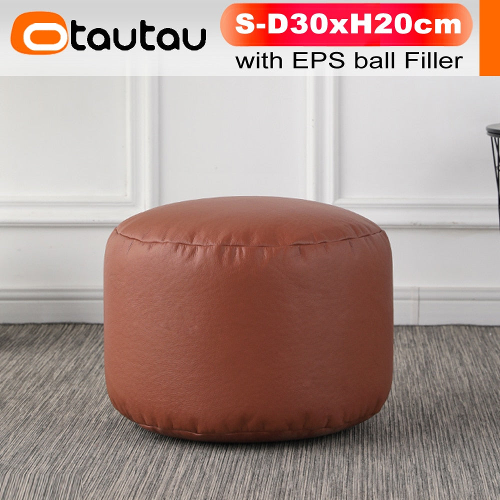 OTAUTAU Round Leather Ottoman