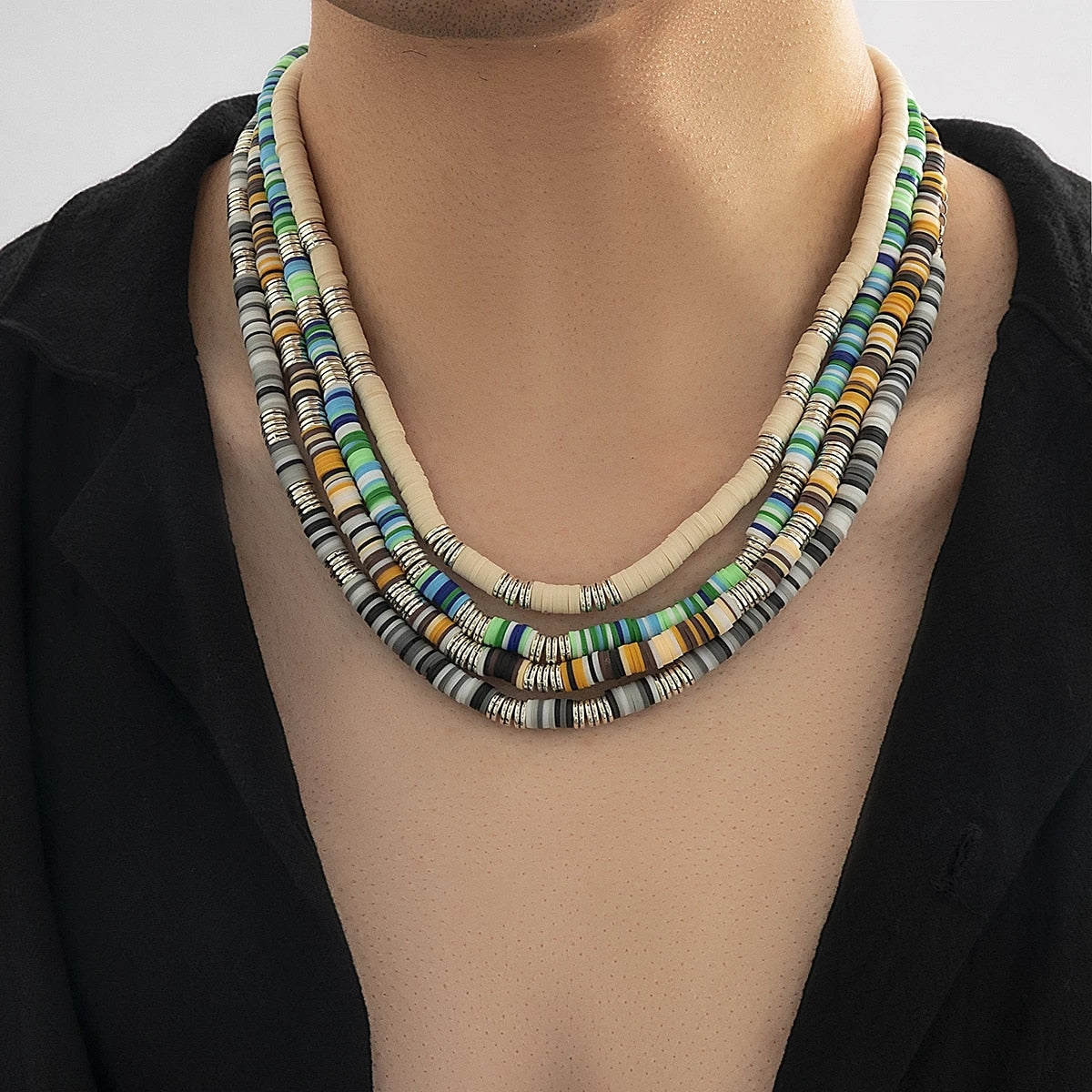 Black/White Soft Clay Bead Choker