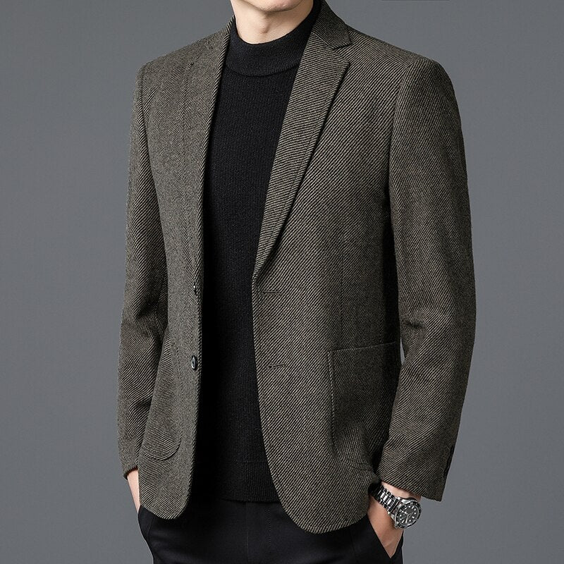 QUANBO Winter Wool Blazer