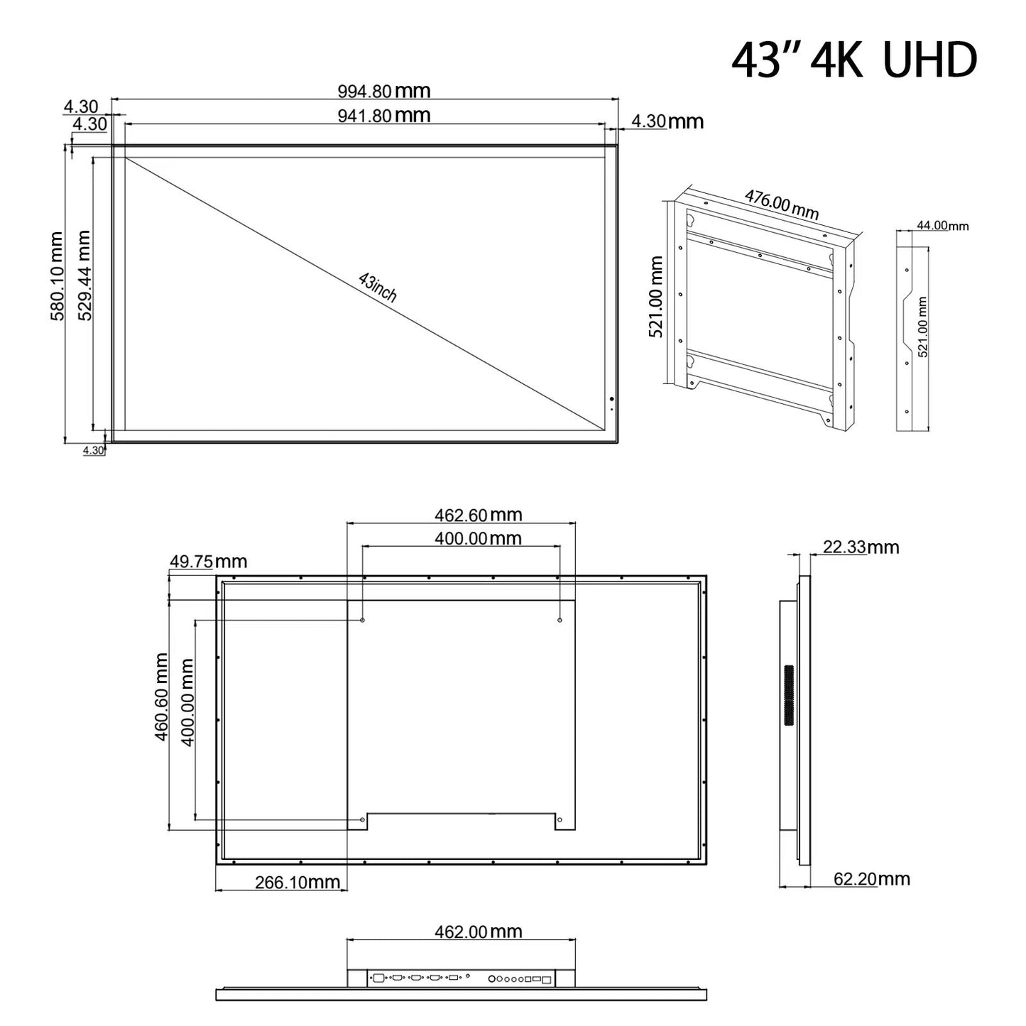 4K 43 in Bathroom LED TV