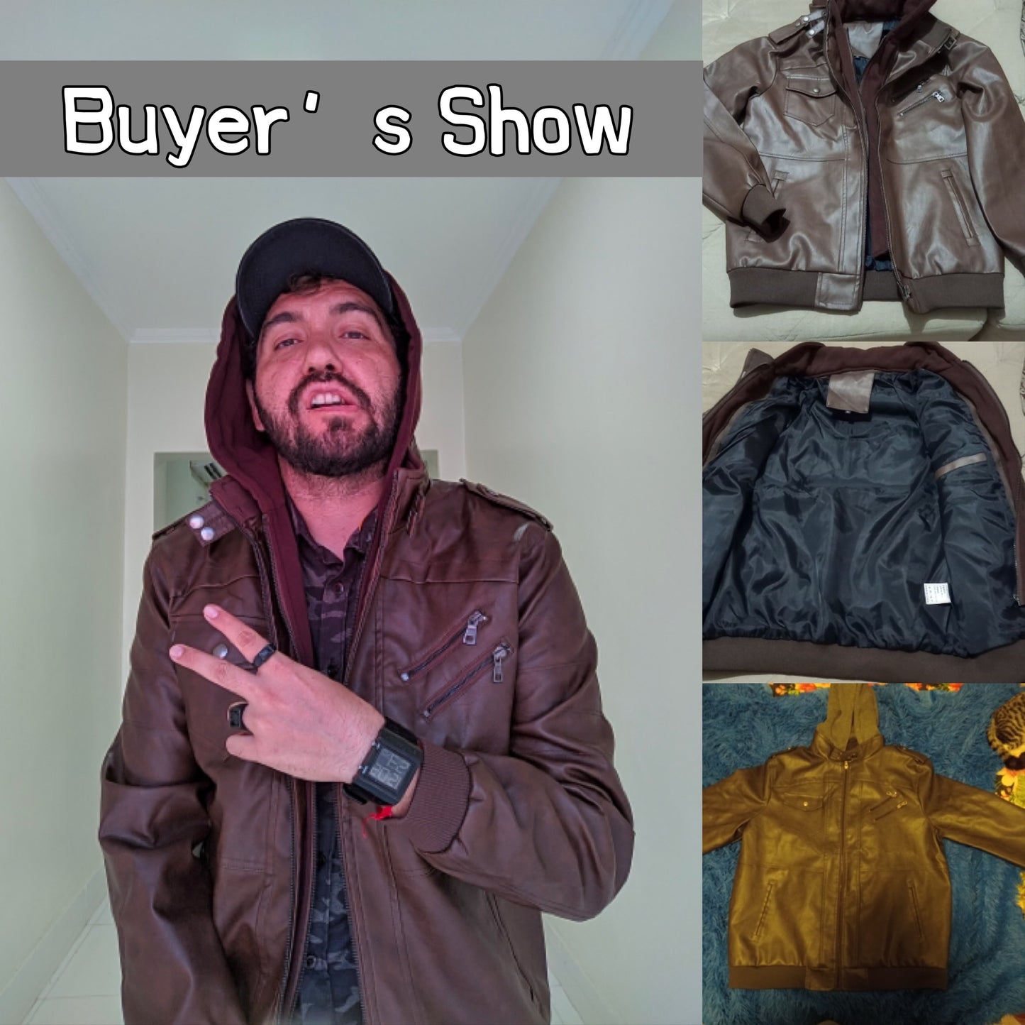 Faux Leather Hooded Jacket