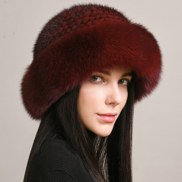Knitted Mink Fur Hat