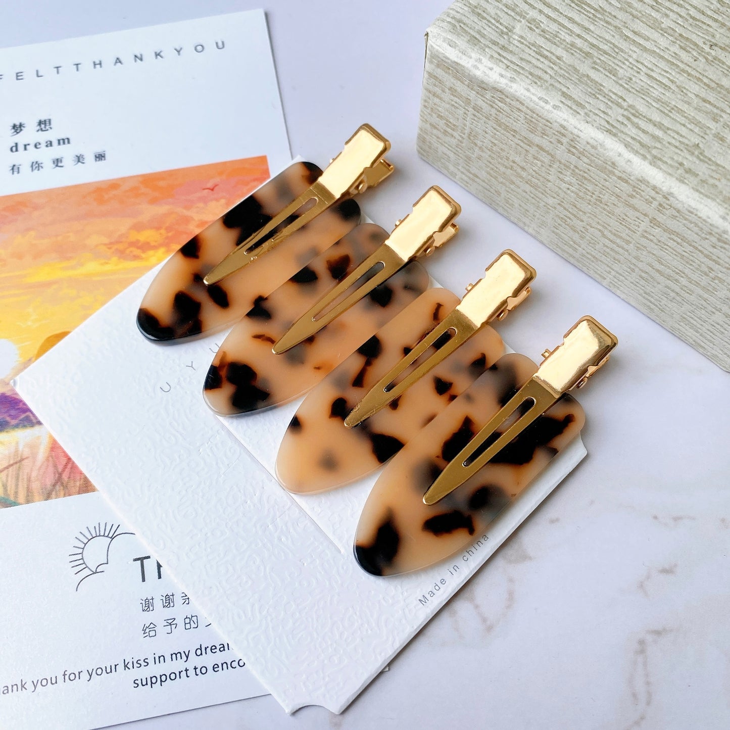 4 Pcs Simple Leopard Hair Clip