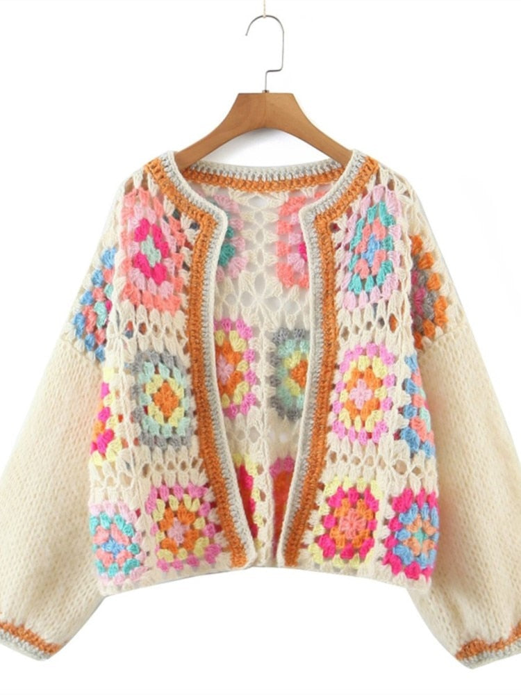 Hollow-Out Knit Cardigan