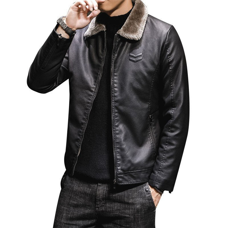 Faux Leather Wooly Jacket