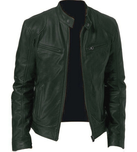 Faux Leather Aviator Jacket