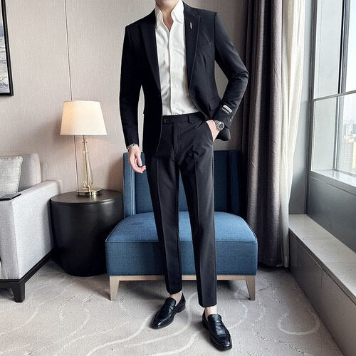 Textured Casual Two-Piece Suit