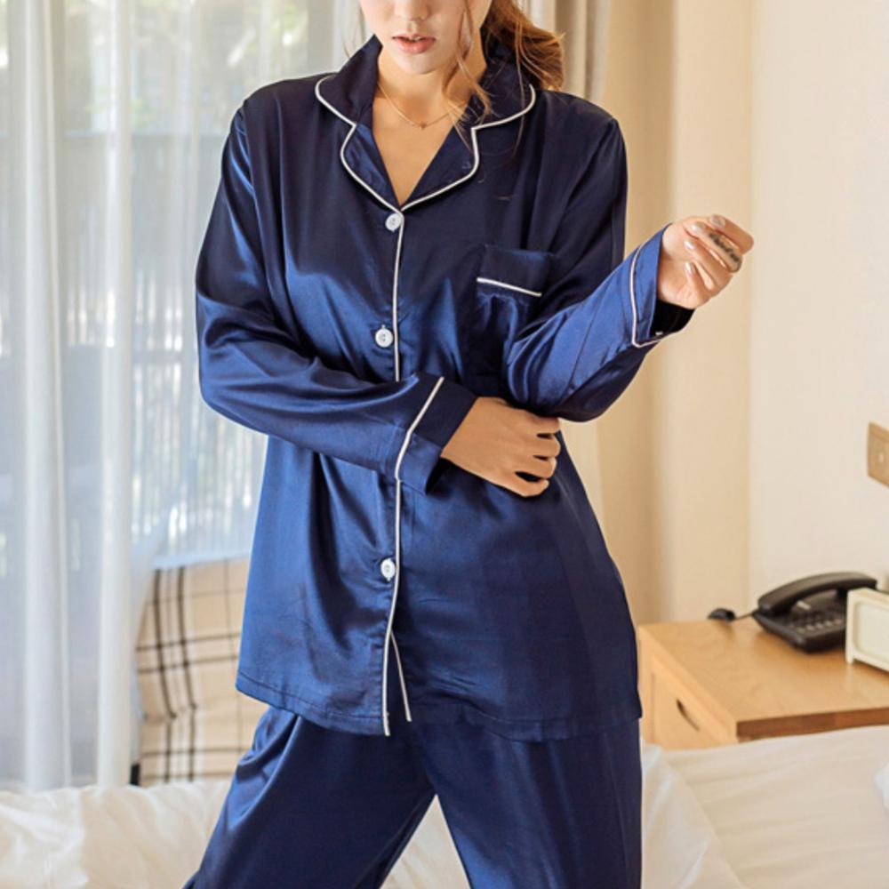 Embroidered Satin Pajama Set