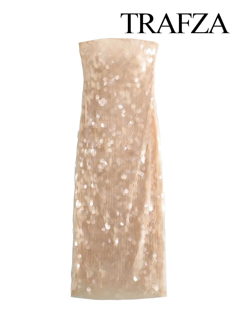 TRAFZA Elegant Halter Dress