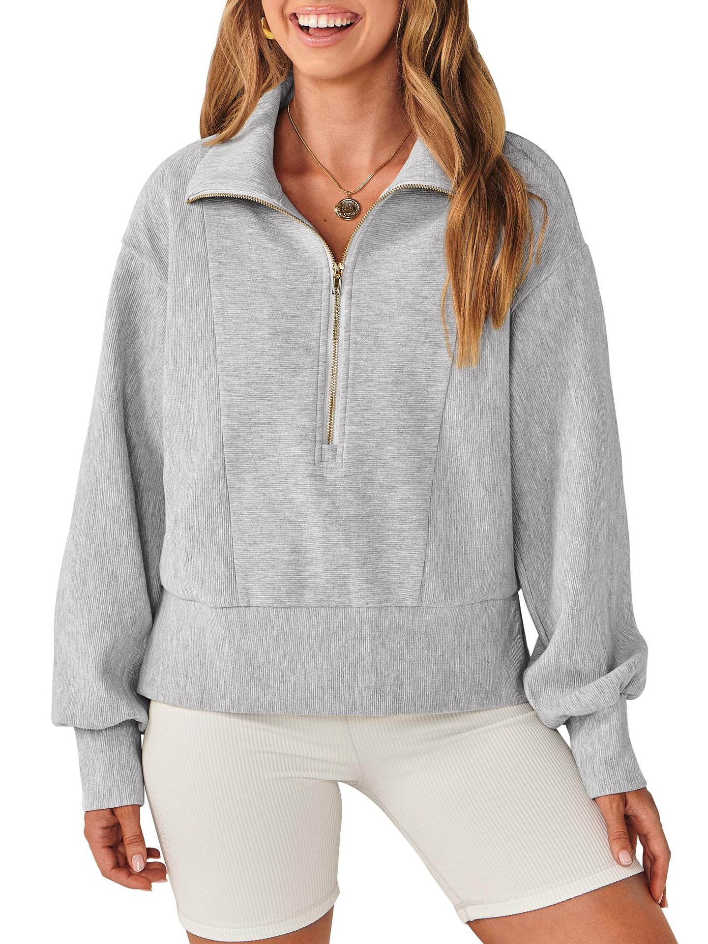 Retro Zipper Pullover Sweater