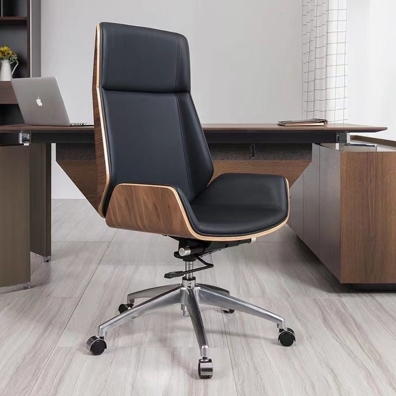 High-Back Bentwood Swivel Chair