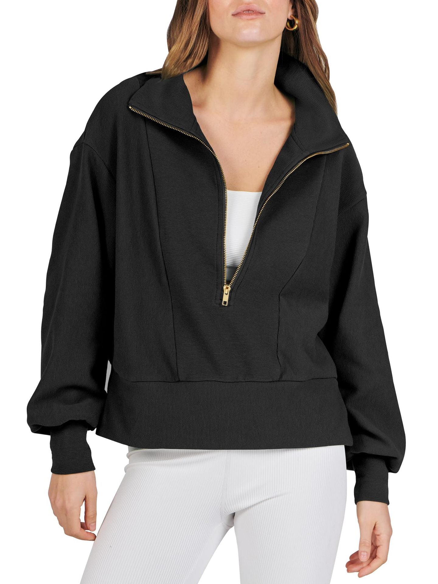 Retro Zipper Pullover Sweater