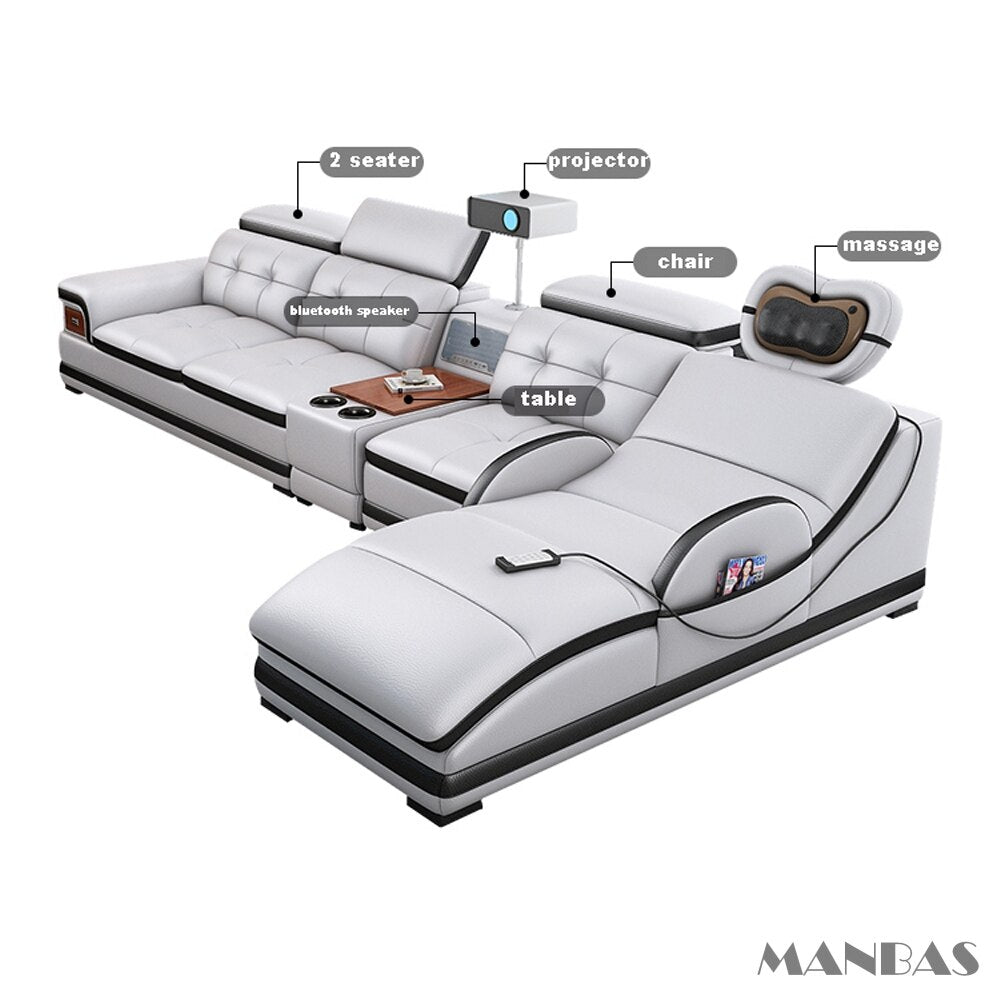 Italian Leather BT Sofa w/ Projector
