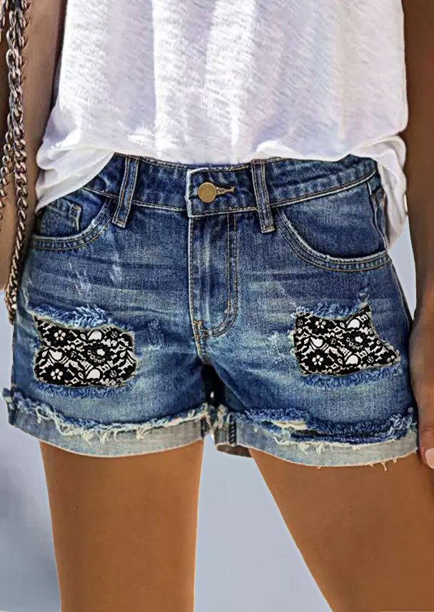 Ripped Denim Shorts