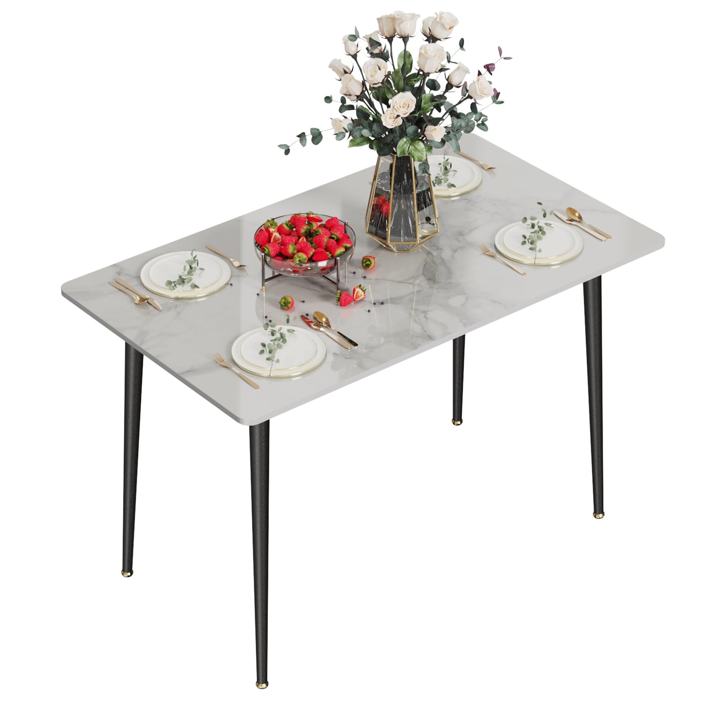 White Stone Top Dining Table