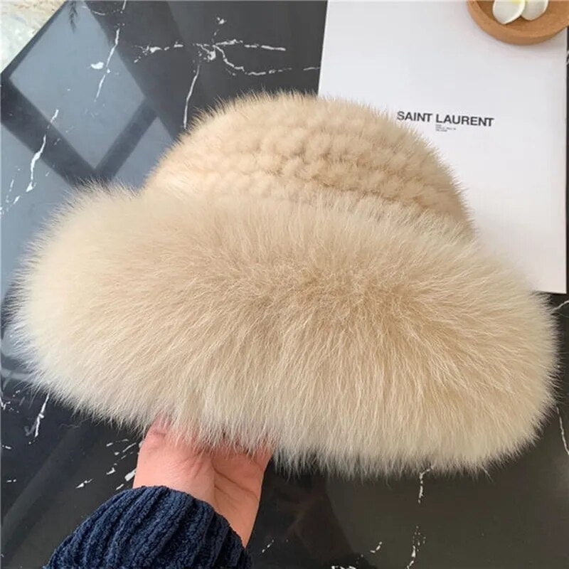 Knitted Mink Fur Hat