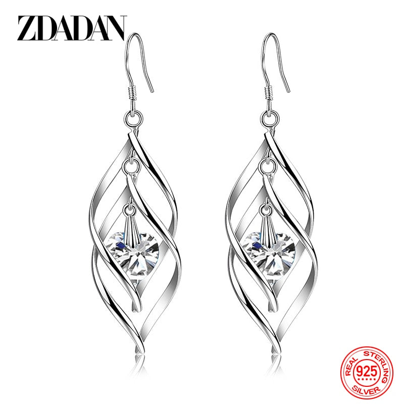 ZDADAN 925 Crystal Dangle Earrings