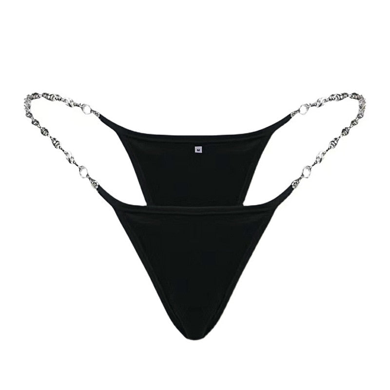 Solid Chain V Panties