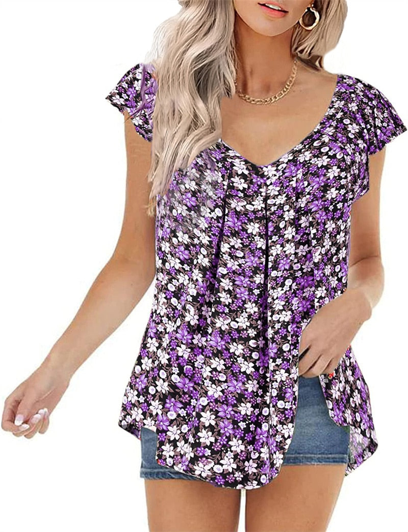 Backless Floral Print Shirt