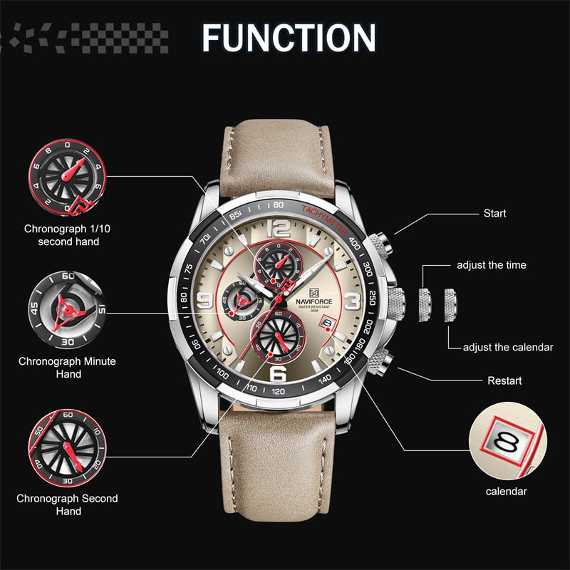NAVIFORCE Waterproof Leather Watch