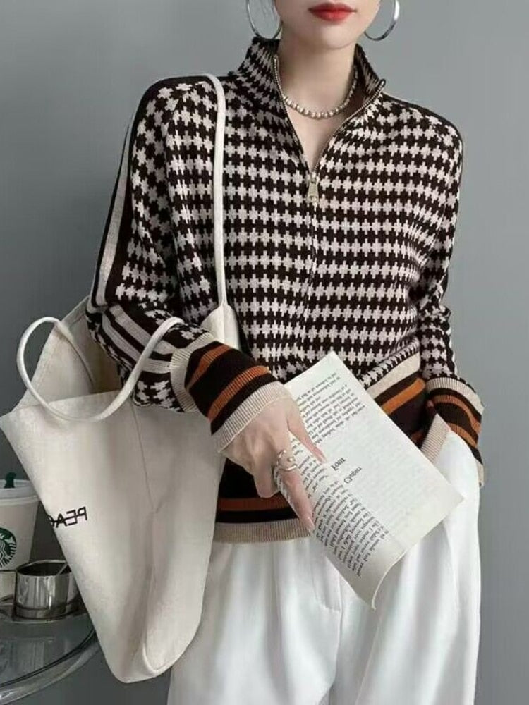 Zip-up Geo Sweater
