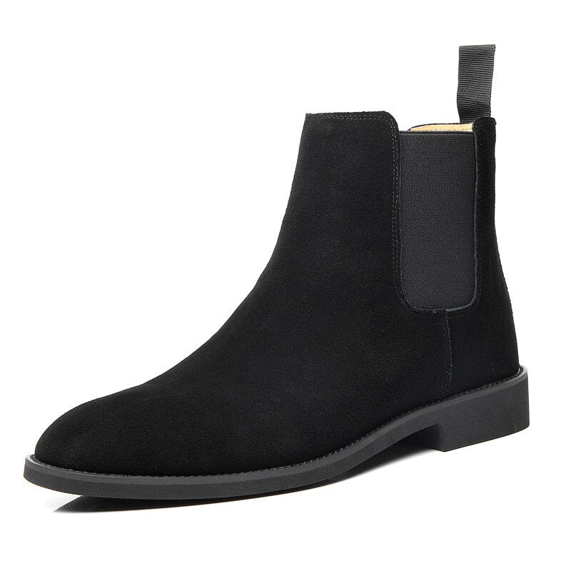 Pointed Suede Chelsea Boots