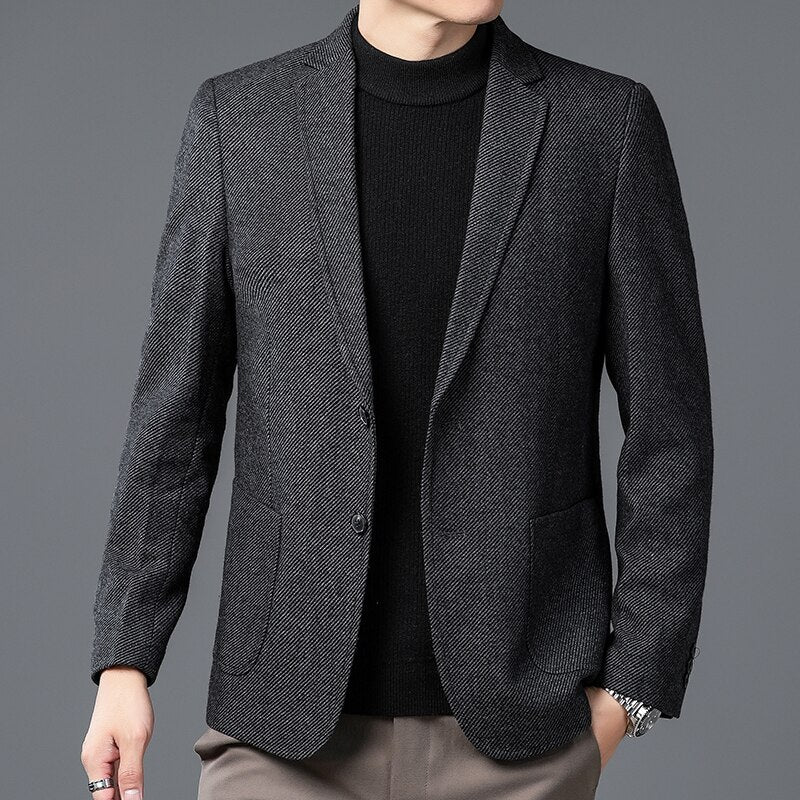 QUANBO Winter Wool Blazer