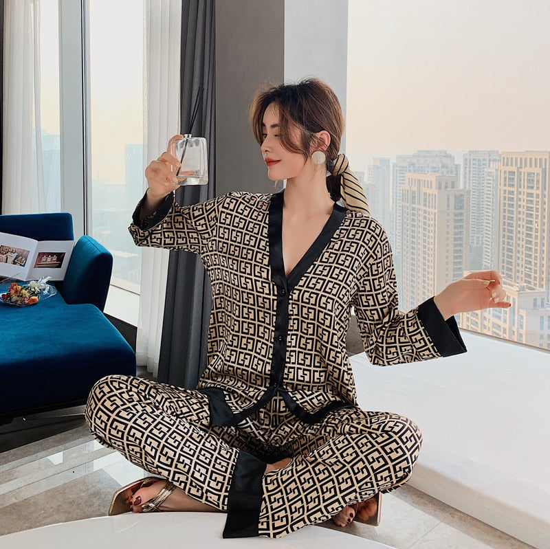V Neck Luxury Pajamas