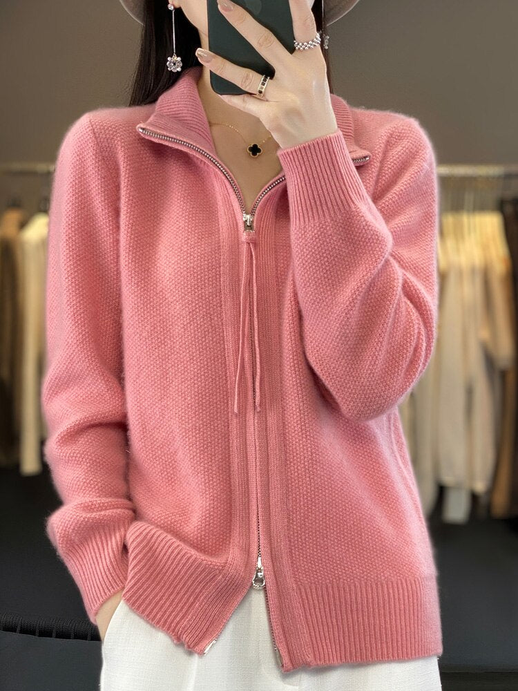 Merino Wool Knitted Zip Up