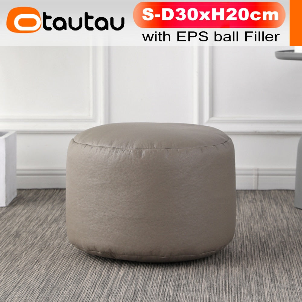 OTAUTAU Round Leather Ottoman